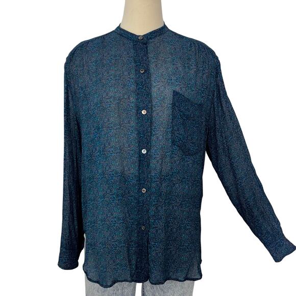 Isabel Marant Etoile Button Down Sheer Top Blouse Long Sleeve Blue 34 Oversized - Picture 1 of 13